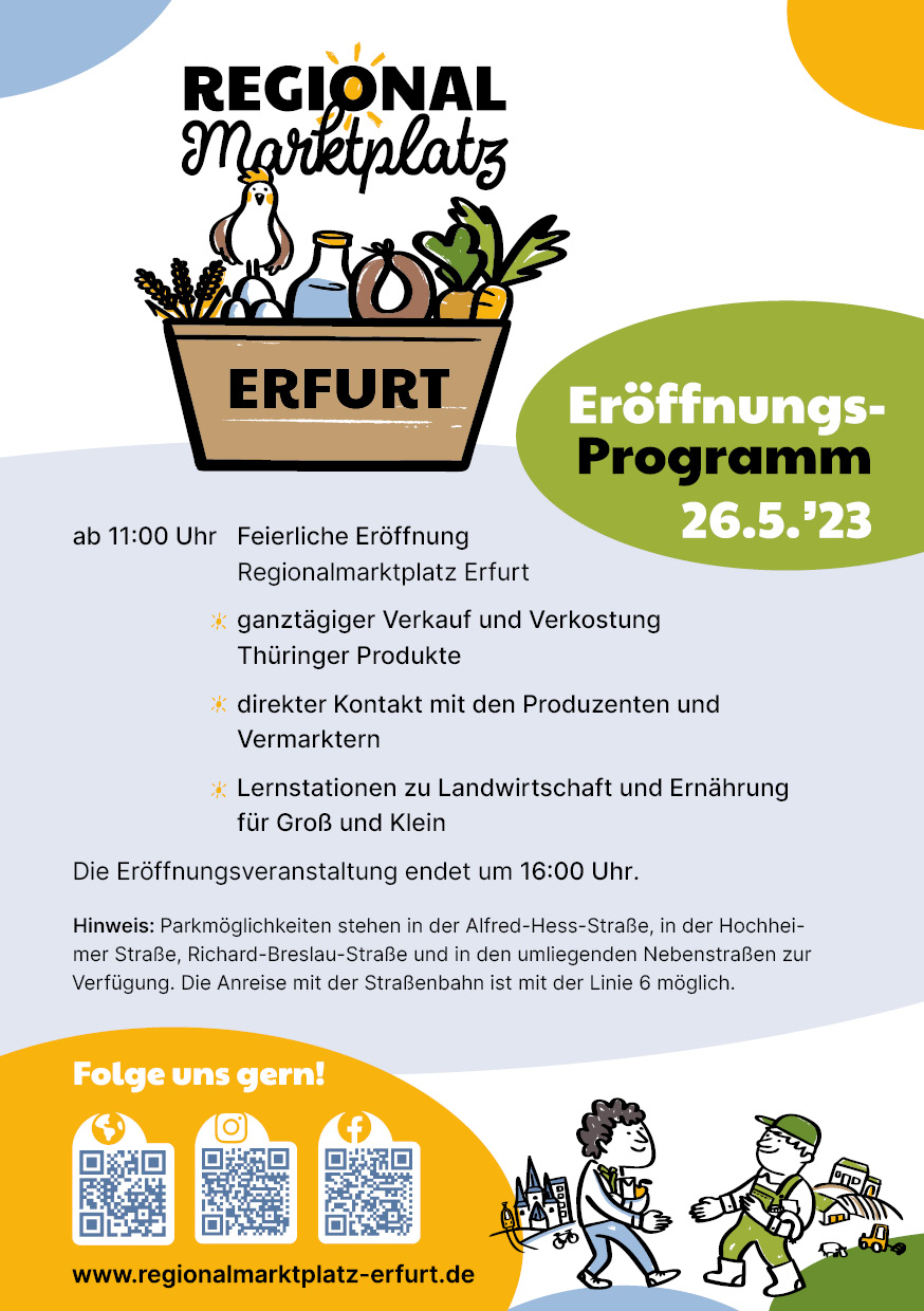 Programm Eröffnungstag Regionalmarktplatz Erfurt mit Fische Gemüse