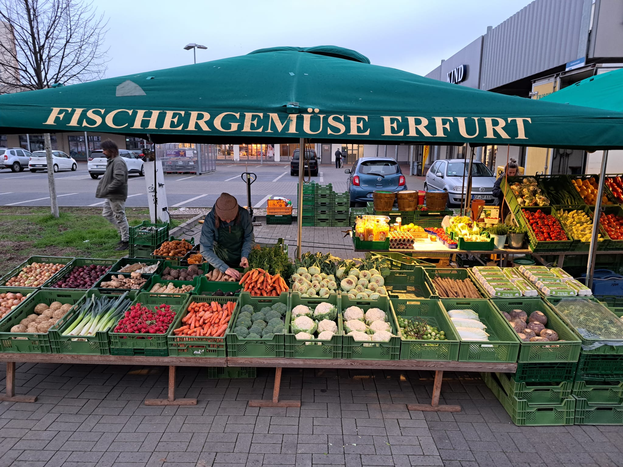 Auswahl saisonales Gemüse am Fischer Gemüse Marktstand in Erfurt am MoskauerPlatz Auswahl saisonales Gemüse am Fischer Gemüse Marktstand in Erfurt am MoskauerPlatz