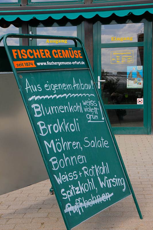Fischer Gemüse Erfurt – Angebotstafel